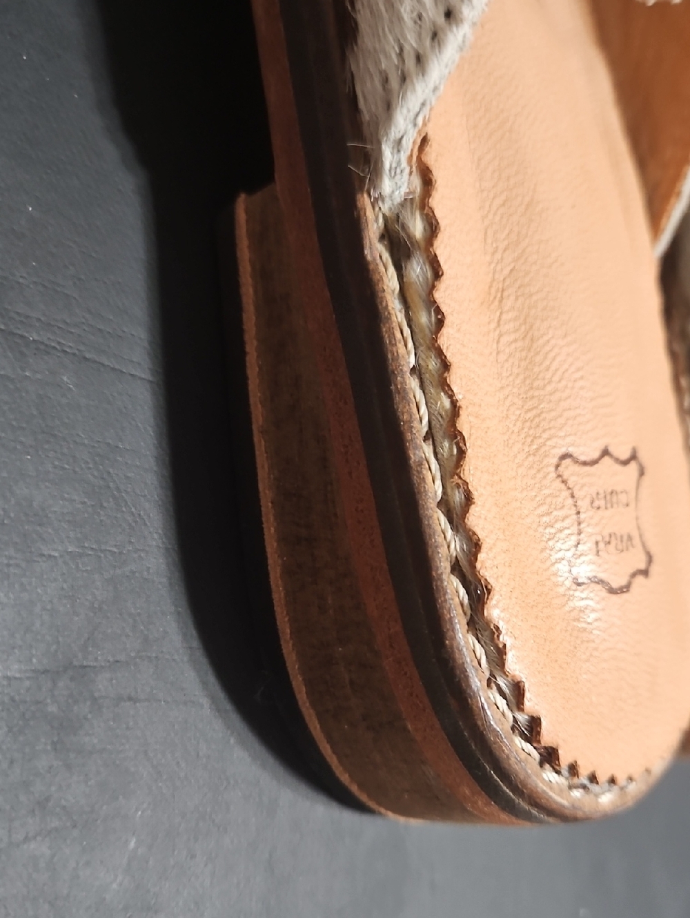 Cowhide Tassel Backless Mules - Brown & White Size 9 - Picture 5 of 12